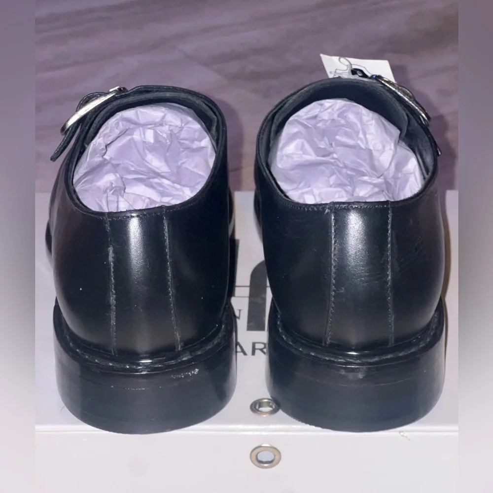 Damen Frost Black Leather Slip-On Loafers Size 8